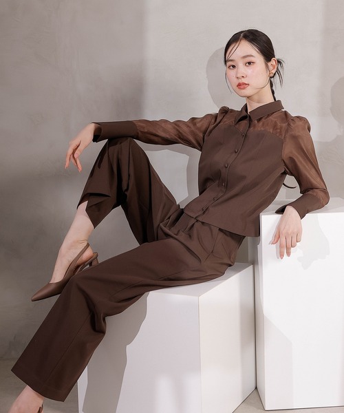 Kana パンツドレス 襟付きシャツトップス テーパードパンツドレス