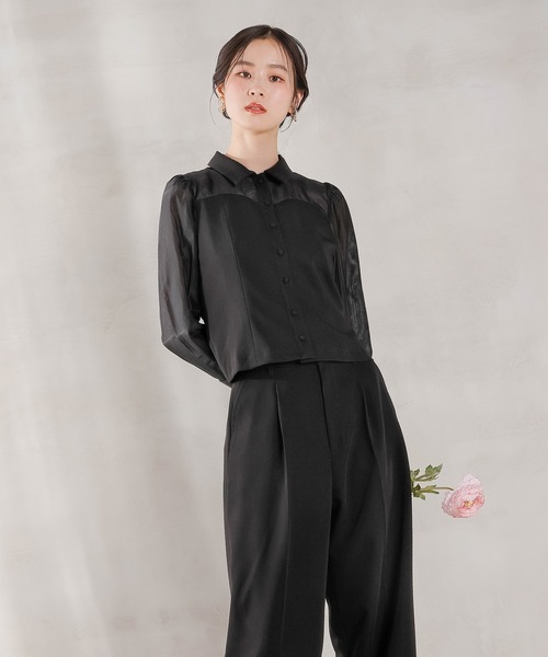 Kana パンツドレス 襟付きシャツトップス テーパードパンツドレス