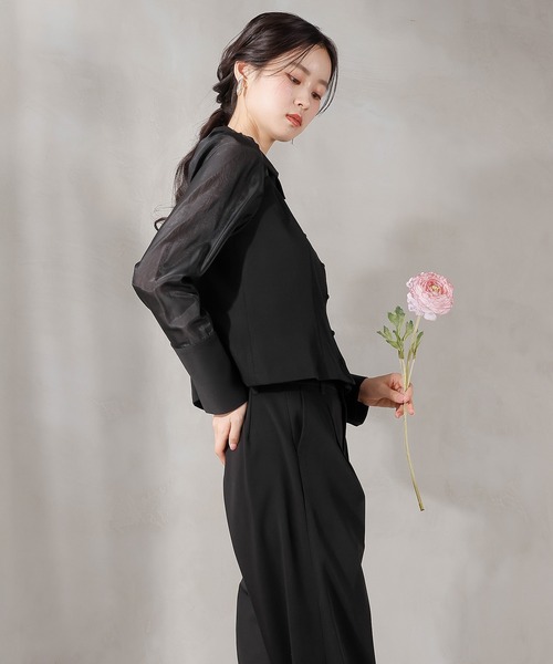 Kana パンツドレス 襟付きシャツトップス テーパードパンツドレス