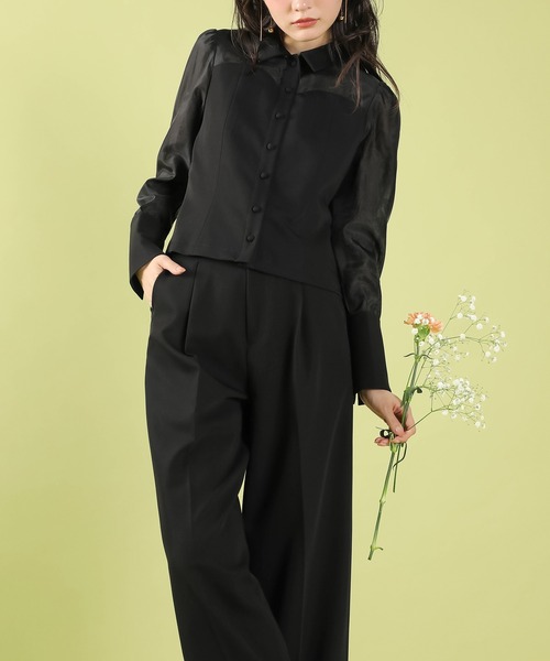 Kana パンツドレス 襟付きシャツトップス テーパードパンツドレス