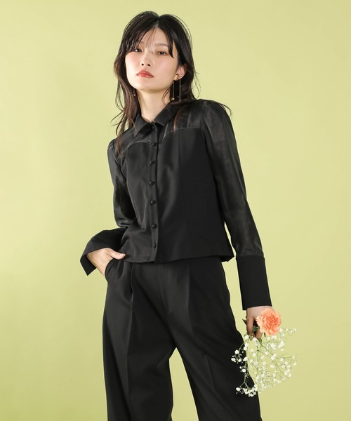 Kana パンツドレス 襟付きシャツトップス テーパードパンツドレス