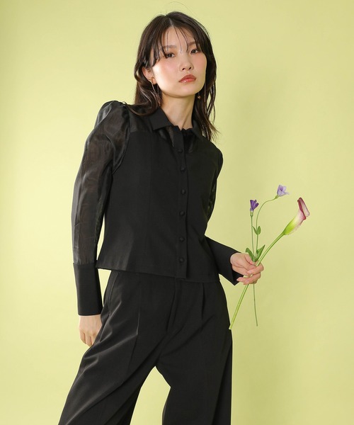 Kana パンツドレス 襟付きシャツトップス テーパードパンツドレス