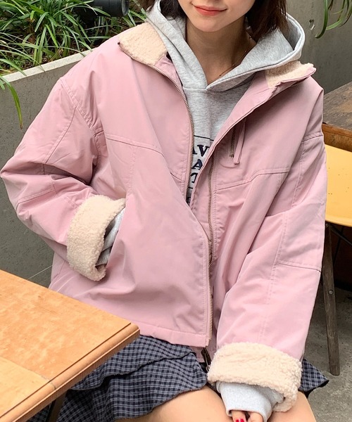 ブルゾン アウター 「再入荷」「裏ボア」スタンドネックあったかい