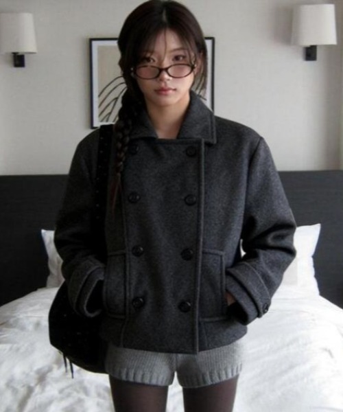 ダブルブレスト ショートコート ジャケット 新作 コート アウター ダブルブレストショートコート レディース : ZOZOTOWN