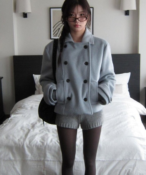 コート アウター ダブルブレストショートコート レディース : ZOZOTOWN