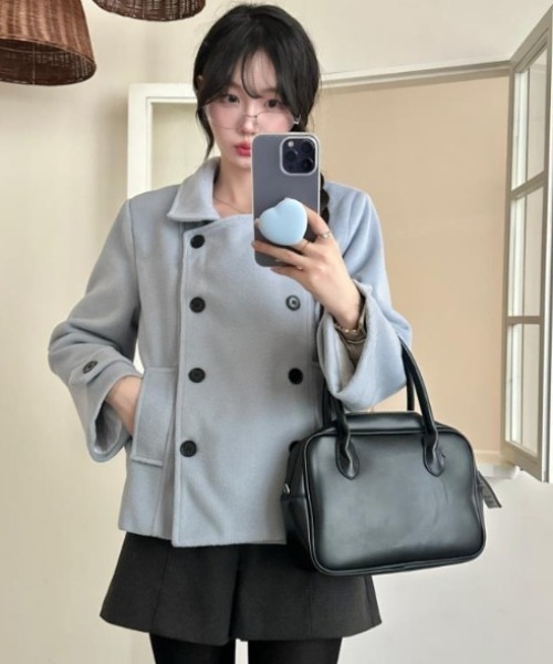 コート アウター ダブルブレストショートコート レディース : ZOZOTOWN