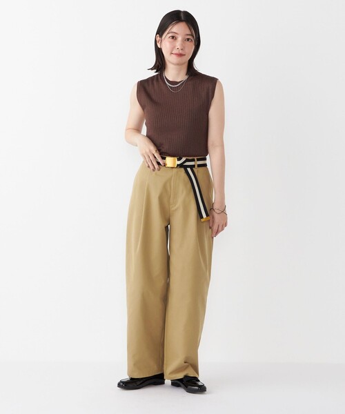 【試着のみ】カーブチノパンツ ベージュ SHIPS Colors（シップスカラーズ） ワイドパンツ チノパン 「洗濯機