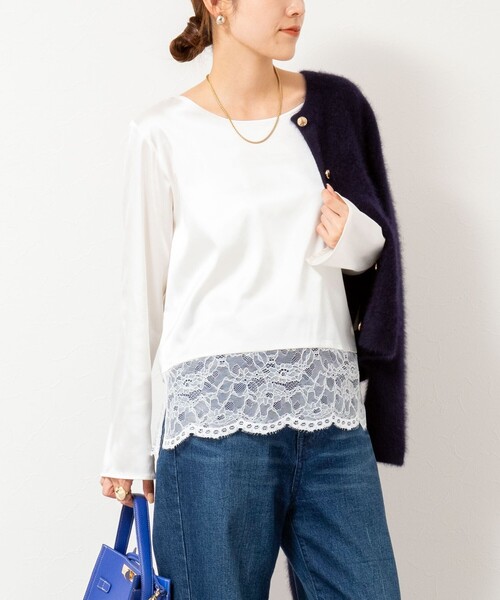 NOLLEY'S ウォッシャブル裾レース2WAYオトナサテンブラウス NOLLEY'S｜ウォッシャブル裾レース2WAYオトナサテンブラウス | Rakuten