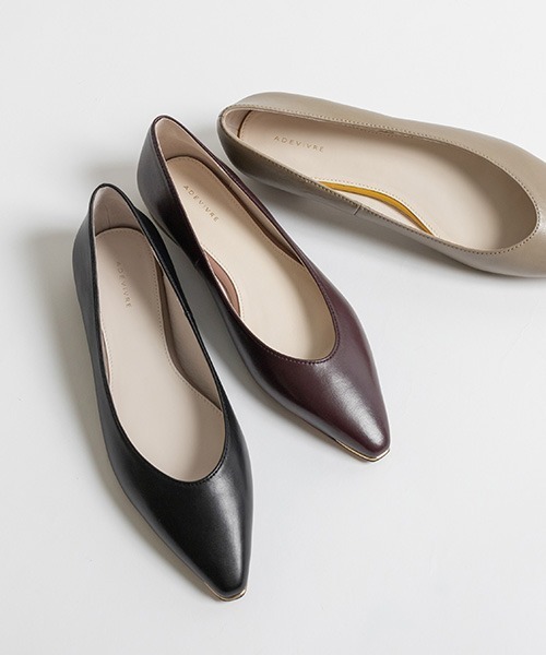 「A de Vivre」 フラットパンプス 23 グレイッシュベージュ レディース_画像2