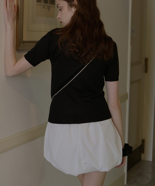 「Mili affinity」 半袖ニット FREE ブラック レディース_画像6