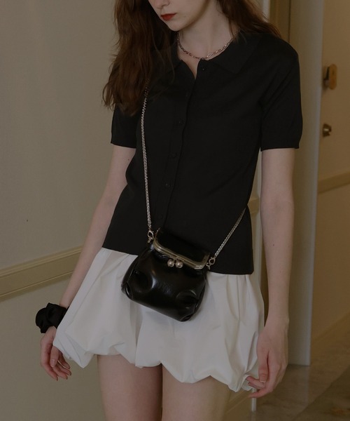 「Mili affinity」 半袖ニット FREE ブラック レディース_画像8