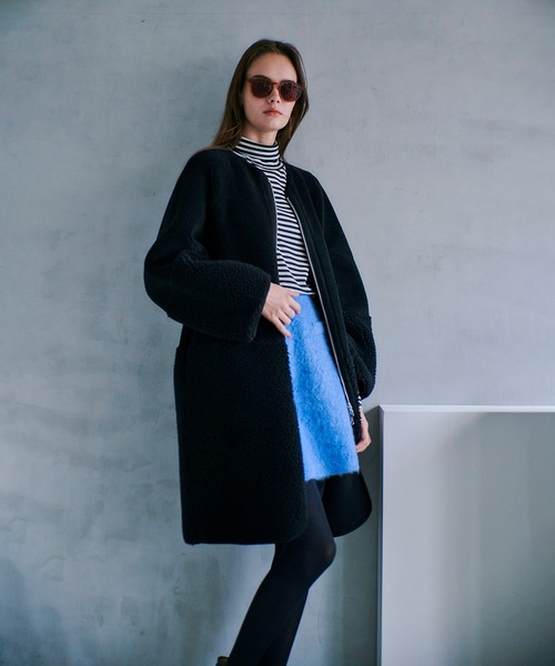 allureville（アルアバイル） ノーカラーコート 2 ブラック レディース