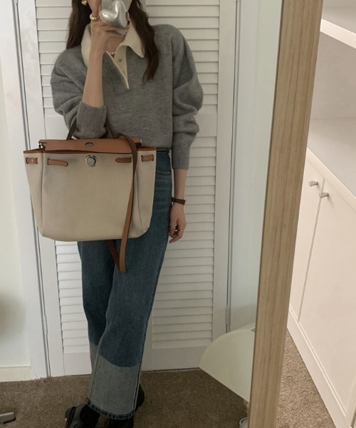 「ABITOKYO」 長袖ポロシャツ FREE ネイビー レディース_画像7