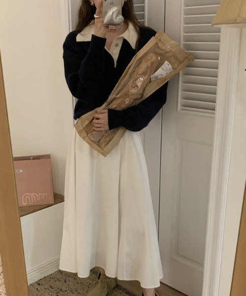 「ABITOKYO」 長袖ポロシャツ FREE ネイビー レディース_画像8