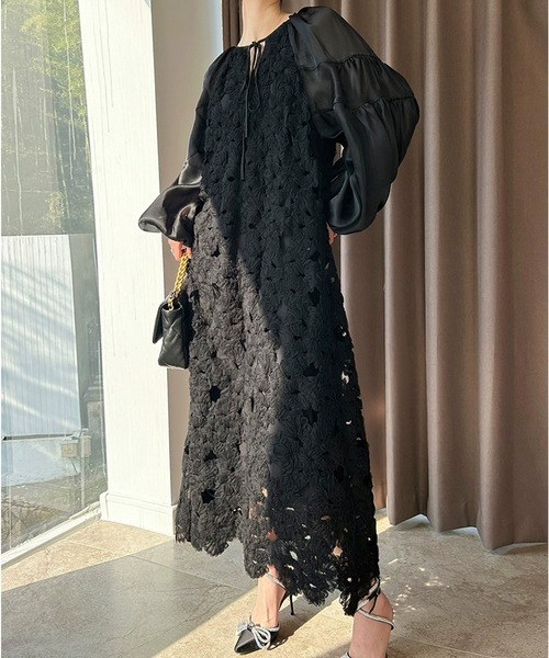 「SMILE ORCHID」 長袖ワンピース L ブラック レディース_画像2