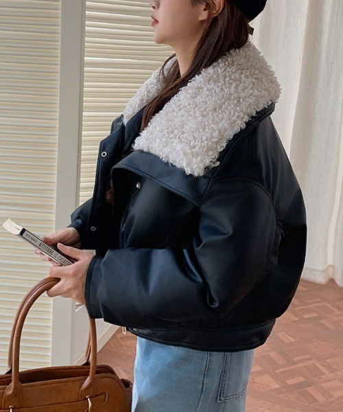 レザージャケット ライダース 着るだけで大人かわいいライダースボア