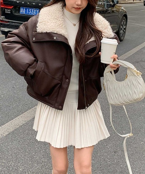 レザージャケット ライダース 着るだけで大人かわいいライダースボア