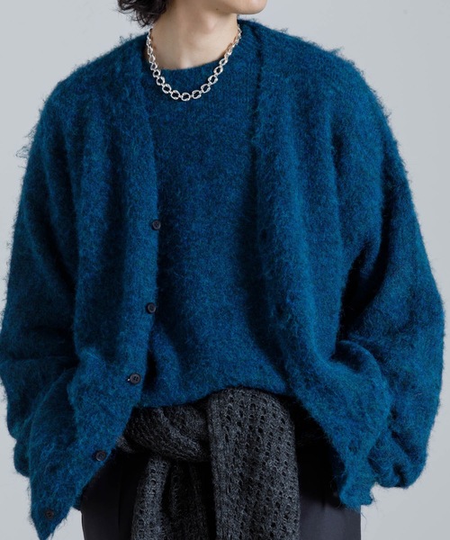 「SINSS」 ニットカーディガン LARGE チャコール メンズ_画像2