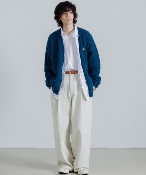 「SINSS」 ニットカーディガン LARGE チャコール メンズ_画像4