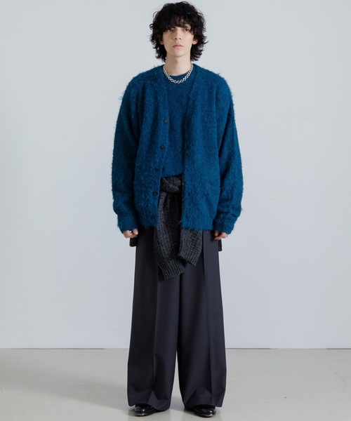 「SINSS」 ニットカーディガン LARGE チャコール メンズ_画像5