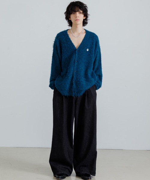 「SINSS」 ニットカーディガン LARGE チャコール メンズ_画像7