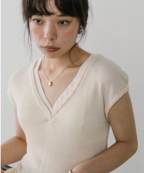 新品未使用☆ELLIEアイボリー ノースリーブニットベスト MAISON DE THERESE（メゾン ド テレーズ）の「ノースリーブニット