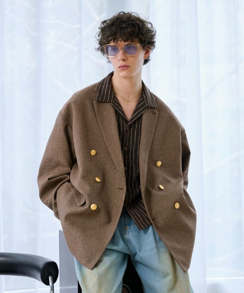 soerte ジャケット テーラードジャケット Loose Double Breasted 6B