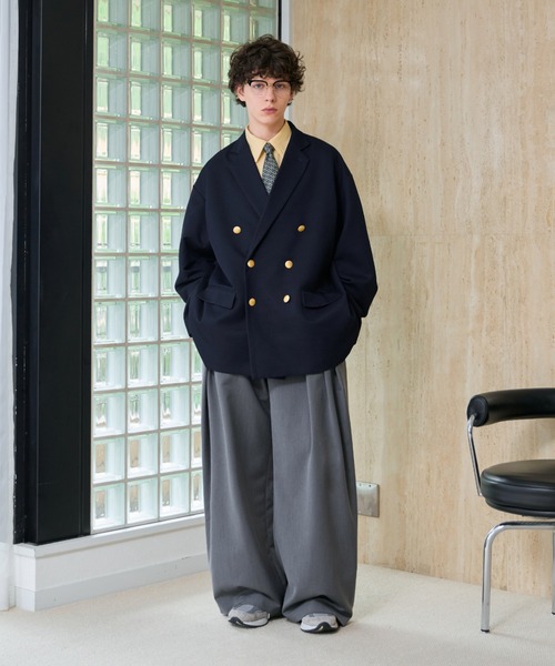 soerte ジャケット テーラードジャケット Loose Double Breasted 6B