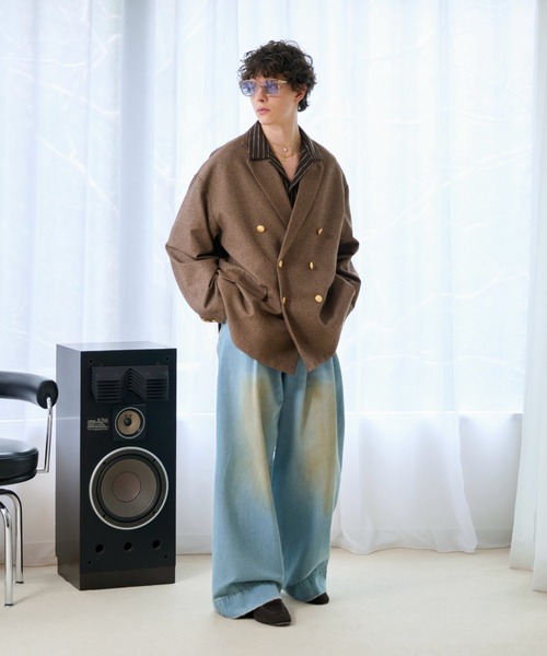 soerte ジャケット テーラードジャケット Loose Double Breasted 6B
