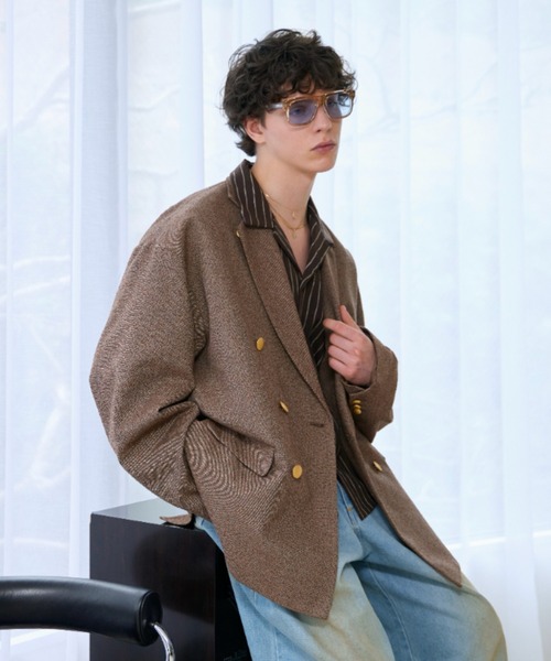 soerte ジャケット テーラードジャケット Loose Double Breasted 6B