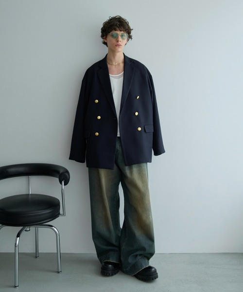soerte ジャケット テーラードジャケット Loose Double Breasted 6B