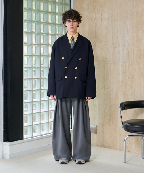 soerte ジャケット テーラードジャケット Loose Double Breasted 6B