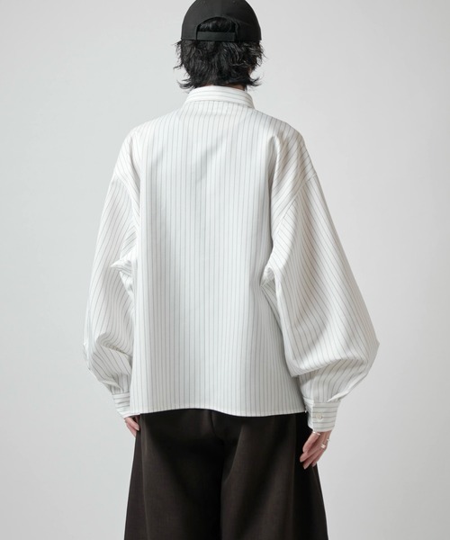 ロドリリオン ストライプ フード付き バルーン袖シャツ Lui's（ルイス） シャツ 「Neucon」BALLOON SLEEVE STRIPE OVER SHIRT