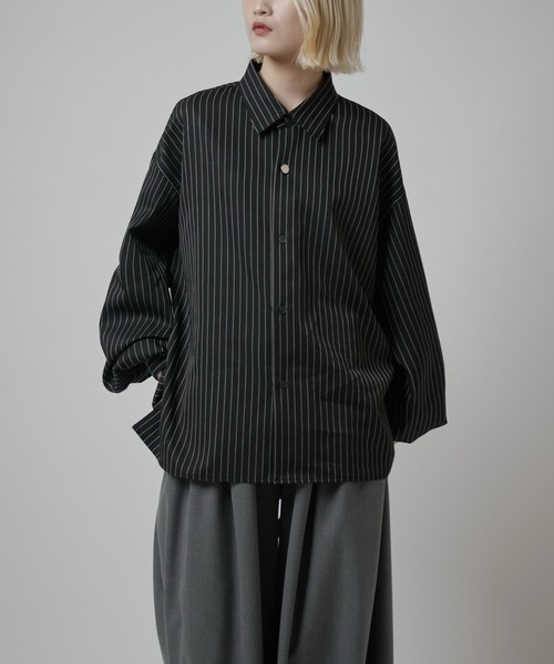 ロドリリオン ストライプ フード付き バルーン袖シャツ Lui's（ルイス） シャツ 「Neucon」BALLOON SLEEVE STRIPE OVER SHIRT