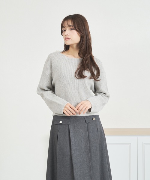 「MISCH MASCH」 長袖ニット フリ- グレー レディース_画像9