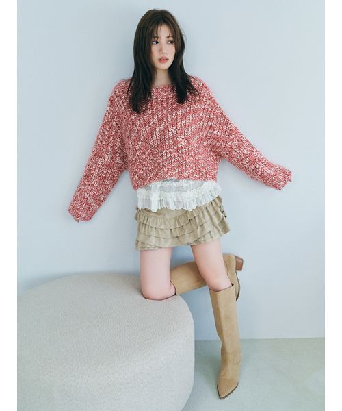 「FURFUR」 長袖ニット F レッド レディースの画像