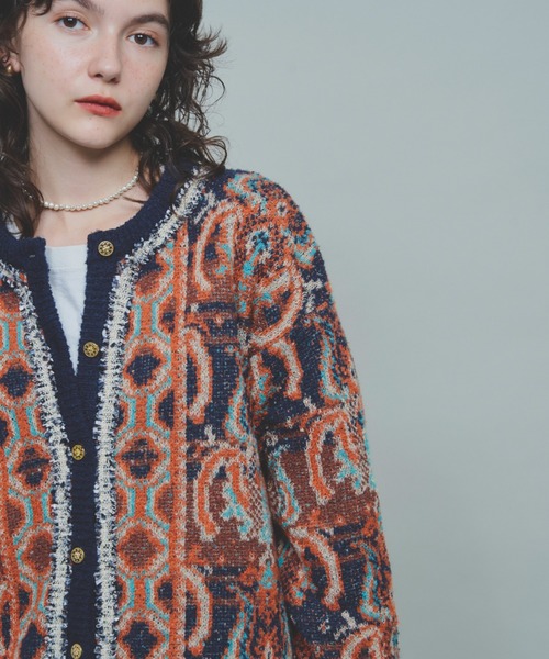 「Unitage」 ニットカーディガン FREE ピンク レディース_画像4