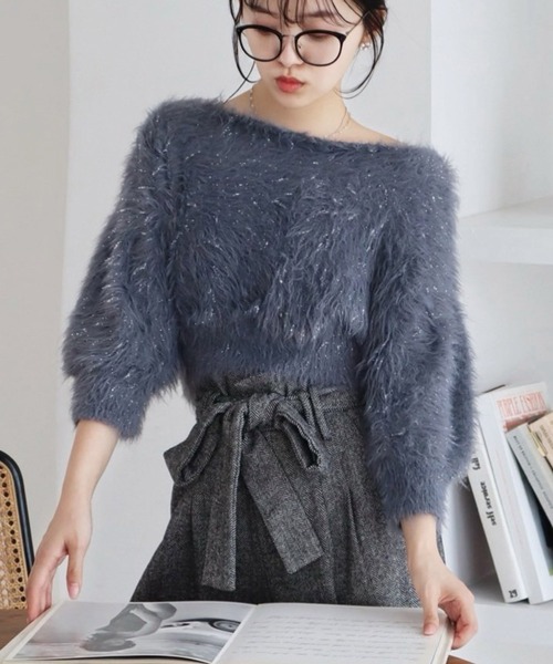 「ROYAL PARTY」 7分袖ニット FREE ホワイト レディース_画像3