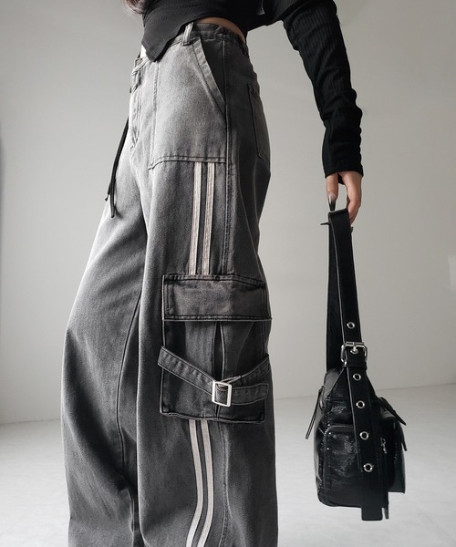 「me+em select」 デニムパンツ X-LARGE ブラック レディース_画像3