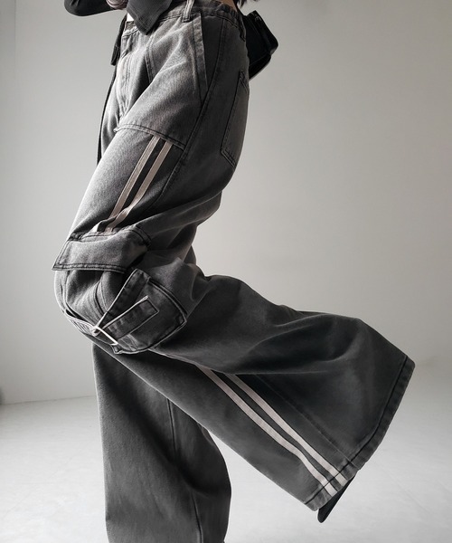 「me+em select」 デニムパンツ X-LARGE ブラック レディース_画像4