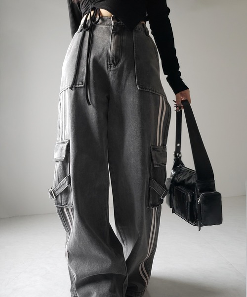 「me+em select」 デニムパンツ X-LARGE ブラック レディース_画像5