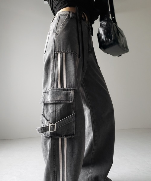 「me+em select」 デニムパンツ X-LARGE ブラック レディース_画像6