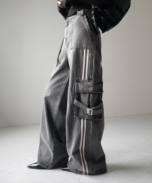 「me+em select」 デニムパンツ X-LARGE ブラック レディース_画像8