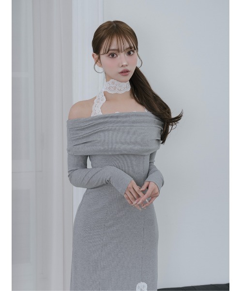 Darich（ダーリッチ） ワンピース レースドッキングオフショルスリット