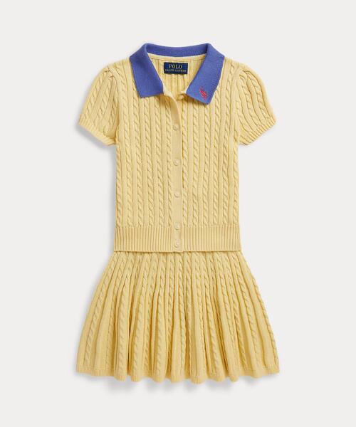 ミニケーブル コットン ポロ カーディガン ＆ スカート キッズ 子供服 女の子