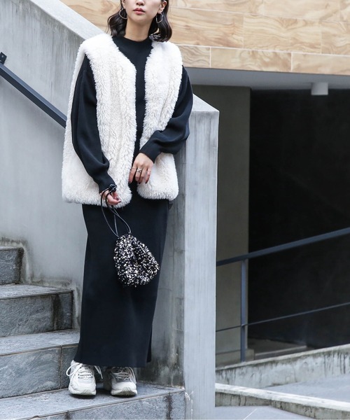 「FREE'S MART」 ニットワンピース SMALL ベージュ レディース_画像6