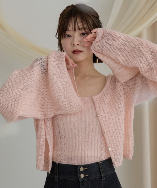 新品★マイスト　シアーアンサンブル mideal（マイディール） アンサンブル sheer knit flare ensemble