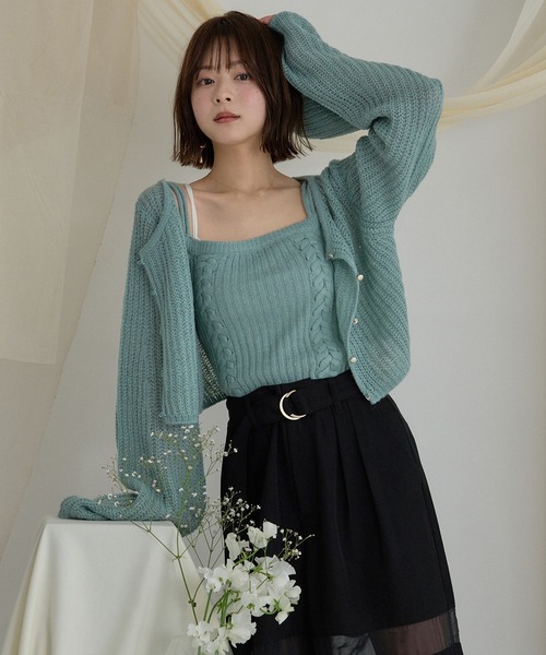 mideal（マイディール） アンサンブル sheer knit flare ensemble
