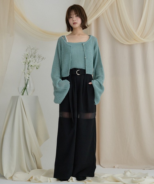 mideal（マイディール） アンサンブル sheer knit flare ensemble
