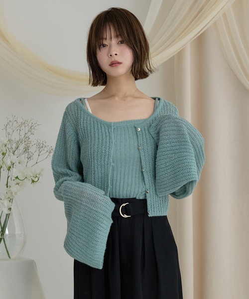mideal（マイディール） アンサンブル sheer knit flare ensemble